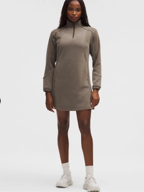 lululemon athletica Dresses & Skirts - Lululemon Softstreme Half-Zip Mini Dress - Olive Brown - S